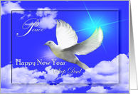 Peace / Happy New Year / Religious ~ Step Dad ~ Dove in flight card