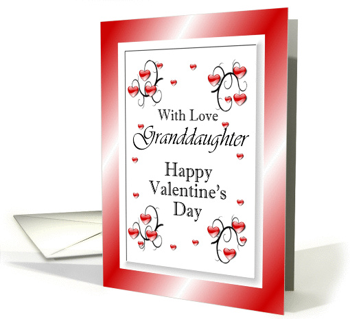 With Love Granddaughter / Happy Valentine's Day, Red Hearts card