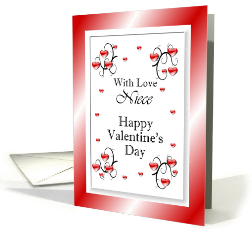 With Love Niece / Happy Valentine's Day, Red Hearts card (881721)