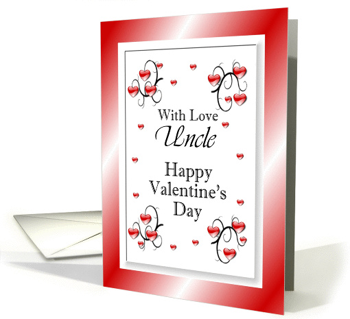 With Love Uncle / Happy Valentine's Day, Red Hearts card (881725)