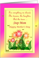 Step Mom Happy Mother’s Day ~ Colorful Flowers & Ferns card