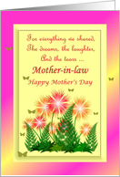 Mother-in-law Happy Mother’s Day ~ Colorful Flowers & Ferns card