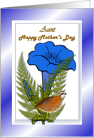 Aunt Happy Mother’s Day ~ Blue Flowers/Ferns/Bird card