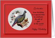 Godmother / Birthday ~ Pheasant and Butterflies in a Bubble card