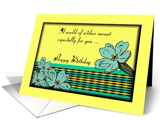 Happy Birthday / General / Primroses on a pattern and... (982235)