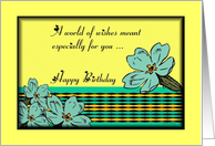 Happy Birthday / General / Primroses on a pattern and yellow background card