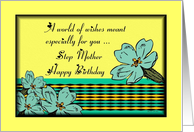 Happy Birthday / Step Mother / Primroses and Text card