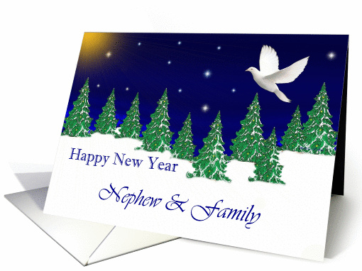 Nephew & Family - Happy New Year - Peace Dove card (993081)