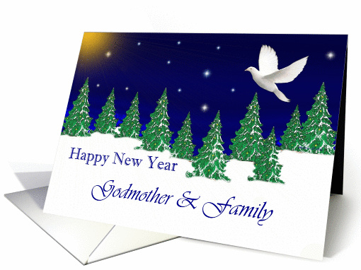 Godmother & Family - Happy New Year - Peace Dove card (993355)