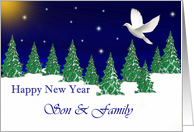 Son & Family - Happy New Year - Peace Dove card