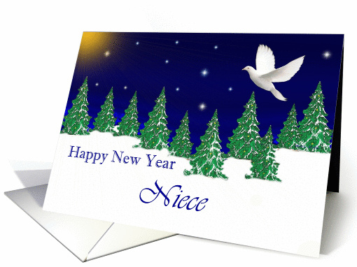 Niece - Happy New Year - Peace Dove card (994007)