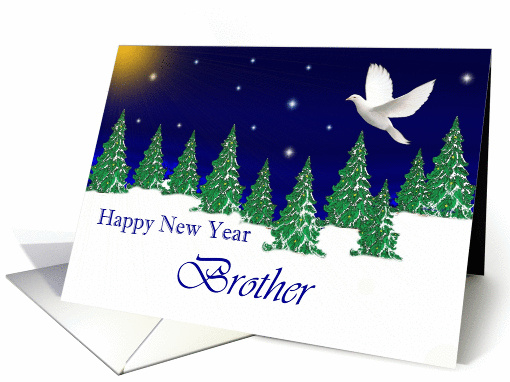 Brother - Happy New Year - Peace Dove card (994237)
