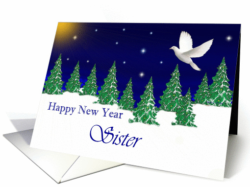 Sister - Happy New Year - Peace Dove card (994541)