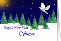 Sister - Happy New Year - Peace Dove card
