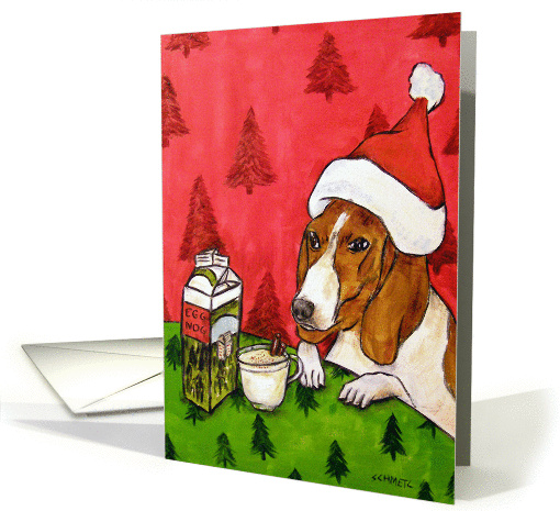 Basset Hound Drinking Egg Nog card (262773)