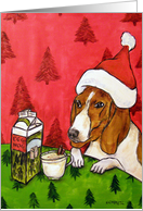 Basset Hound Drinking Egg Nog card
