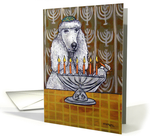 Poodle Lighting the Menorah card (262775)