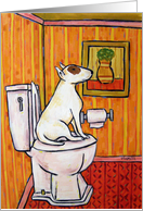 BUll Terrier in the Bathroom card