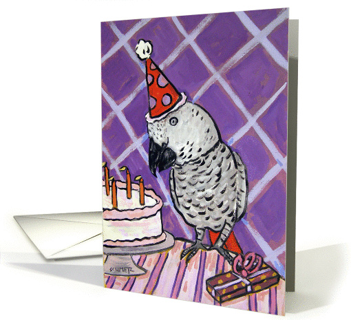 African Grey Parrot Birthday Party card (274328)