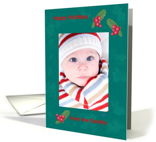 Holiday Photoframe Green with Hollies card (849153)