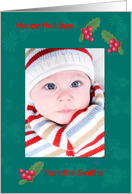 Holiday Photoframe Green with Hollies card