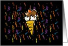 Icecream Cone and Streamers Blank Notecard card