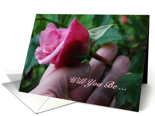 Maid Of Honor Invitation, Hand Picking pink rose card (645854)