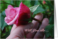 Bridesmaid Invitation, Hand Picking Pink Rose card