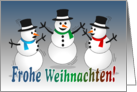 Merry Christmas dancing snowmen-german card