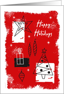 Happy Holidays, Holiday deco in red card