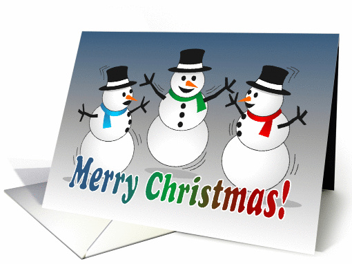 Merry Christmas dancing snowmen card (876718)