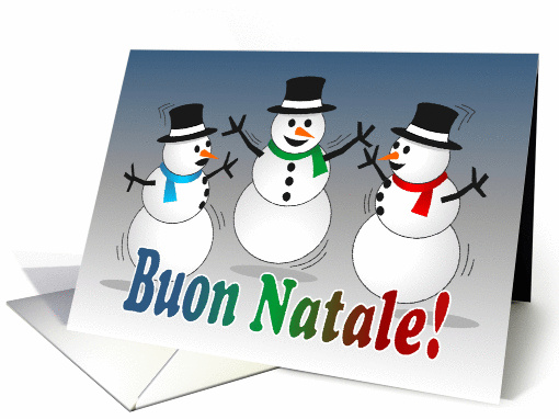 Merry Christmas dancing snowmen-italian card (876720)