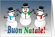 Merry Christmas dancing snowmen-italian card