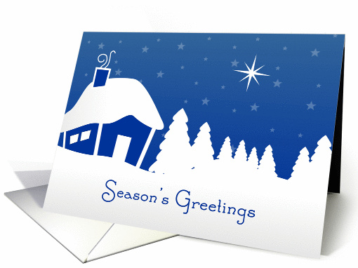 Season's Greetings winter scene in Blue and White card (879457)