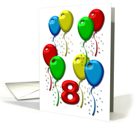 eight colorful balloons card (271627)