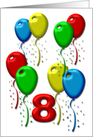 eight colorful balloons card