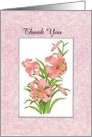 Pink Lilies Blank Thank You card