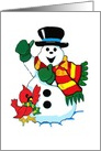 Snowman and Red Cardinal card