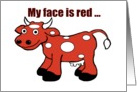 Cartoon Red Cow Belated Birthday Card