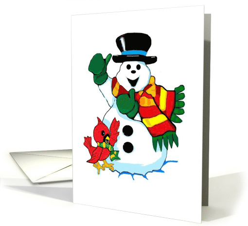 Snowman and Red Cardinal card (878311)