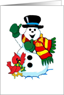 Snowman and Red Cardinal card