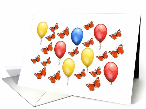 Balloons and Butterflies Blank All Occasion card (880043)