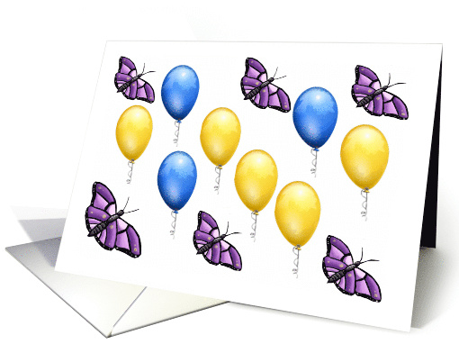 Elegant Balloons and Butterflies Greeting card (880048)