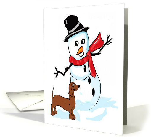 Don't You Dare Snowman and Dachshund Blank card (884391)