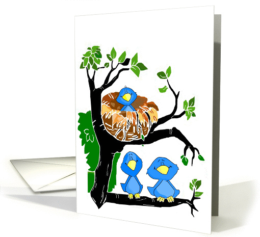 Whimsical Bluebirds In A Tree card (943524)