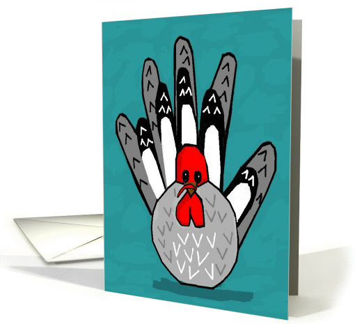 Handprint Whimsical Turkey Thanksgiving card (950452)