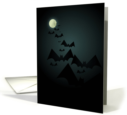 Black Halloween Bats and Full Moon card (864175)