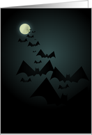 Black Halloween Bats and Full Moon card
