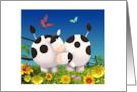 Spring Fever with Two Cute Cows Blank Any Occasion card