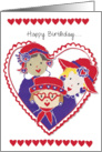 Purple Ladies With Red Hats card